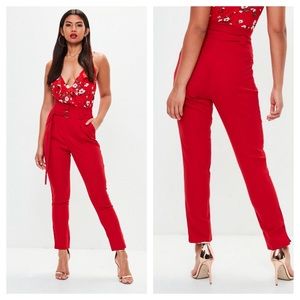 Tall Red Paper-bag Cigarette Pants